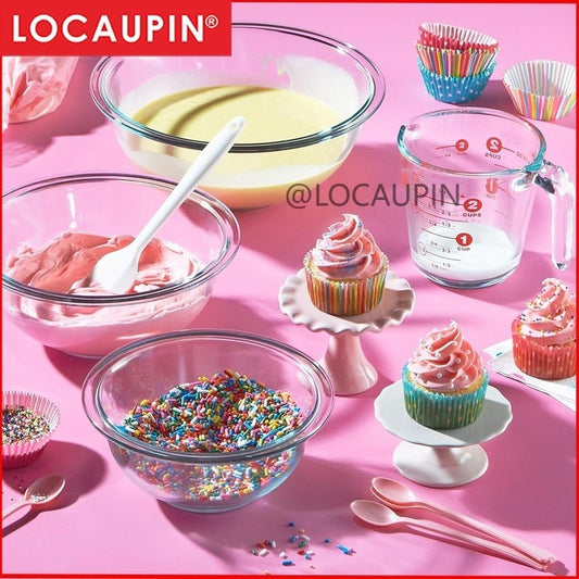 Locaupin Tempere Glass Mixing Bowl Salad Bowl Tableware Bakeware Glass Salad Bowls for Kitchen Microwave and Oven Safe