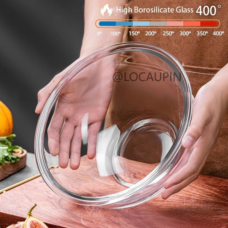 Locaupin Glass Bowls Microwavable Glass Bowl Clear Tempered Glass Salad Bowls for Kitchen Microwave and Oven Safe