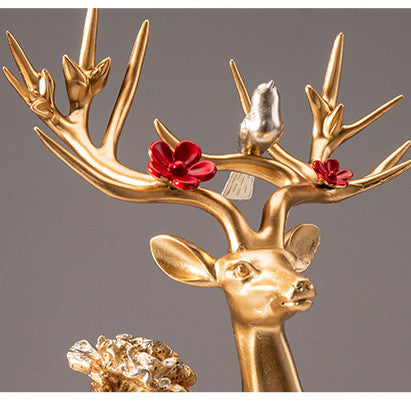 Locaupin Deer Statue Figurine New Year Home Decor Crafts Creative Office Livingroom Ornament Decorative Gift