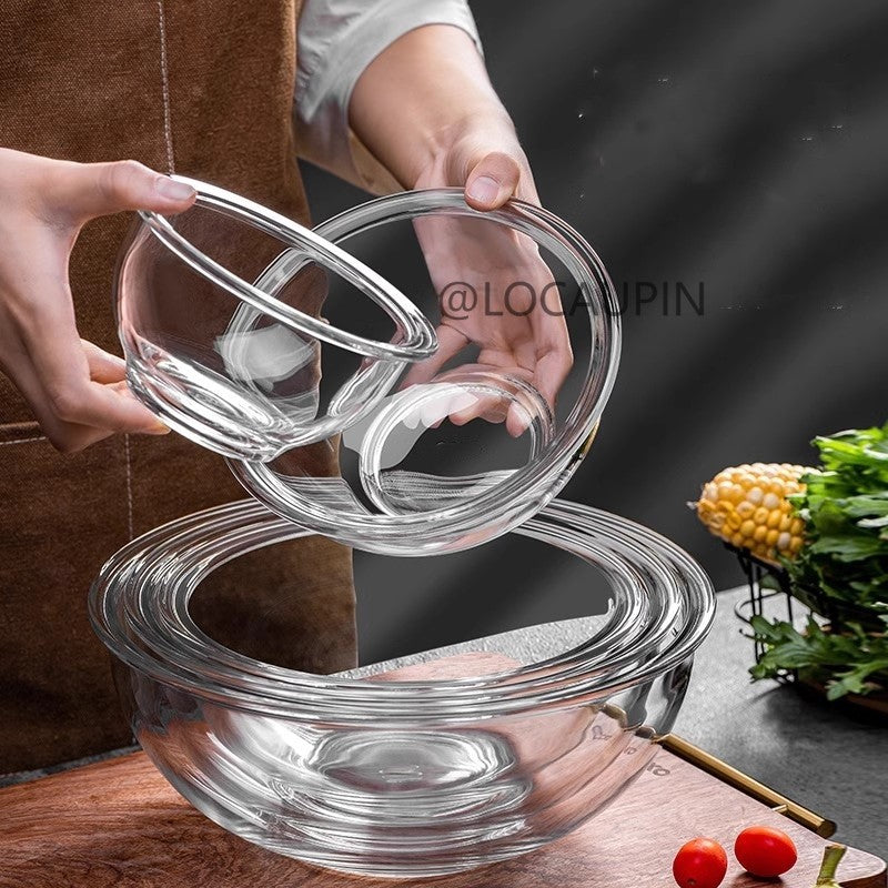 Locaupin Tempere Glass Mixing Bowl Salad Bowl Tableware Bakeware Glass Salad Bowls for Kitchen Microwave and Oven Safe