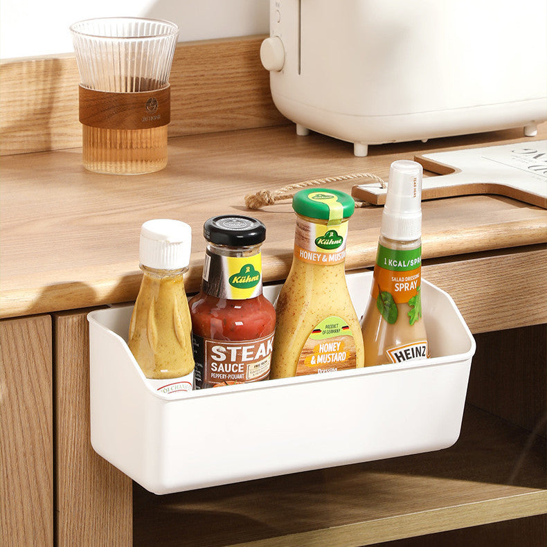 Locaupin Plastic Kitchen Cabinet Door Storage Basket, no Punching Hook Bracket Hanging Basket