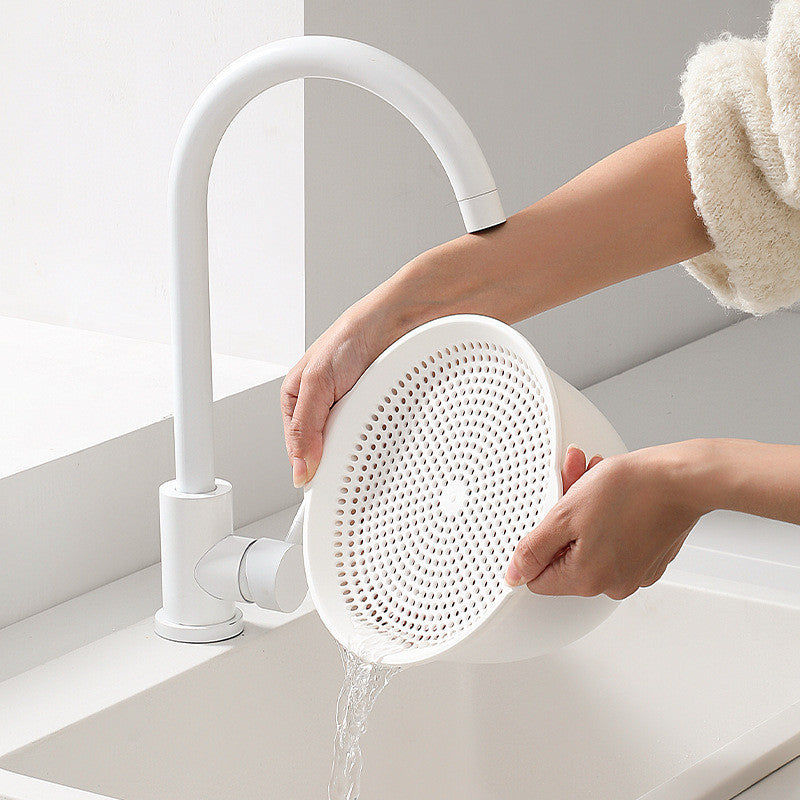 Locaupin Double Drainer Basket Pack Double Rotatable Colander Vegetable Strainer Fruit Drainer Strainer Kitchen Basket