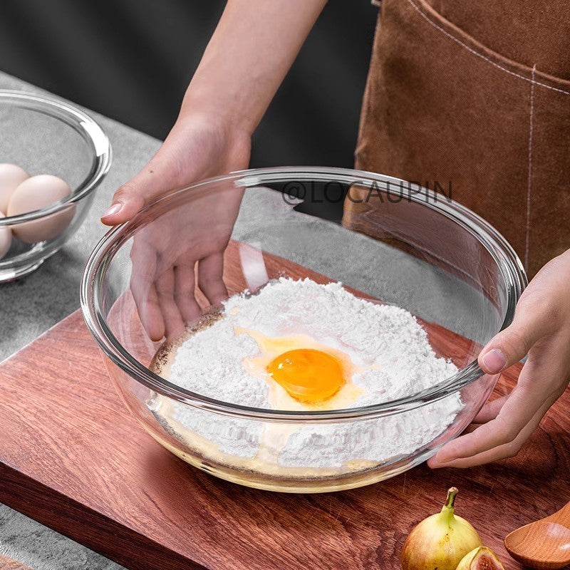 Locaupin Tempere Glass Mixing Bowl Salad Bowl Tableware Bakeware Glass Salad Bowls for Kitchen Microwave and Oven Safe