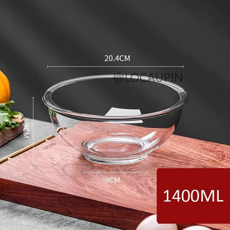 Locaupin Tempere Glass Mixing Bowl Salad Bowl Tableware Bakeware Glass Salad Bowls for Kitchen Microwave and Oven Safe