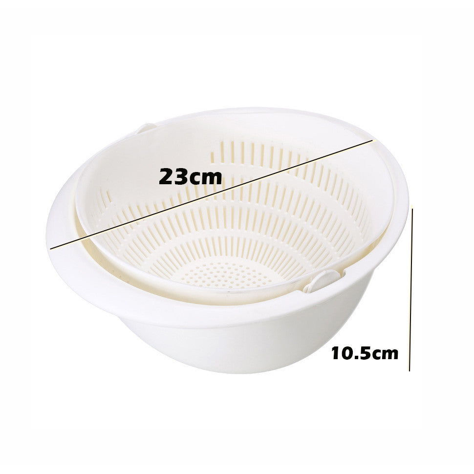 Locaupin Double Drainer Basket Pack Double Rotatable Colander Vegetable Strainer Fruit Drainer Strainer Kitchen Basket