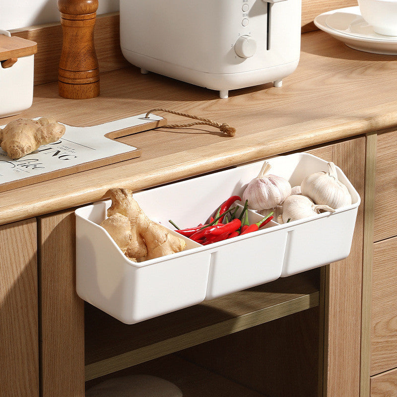 Locaupin Plastic Kitchen Cabinet Door Storage Basket, no Punching Hook Bracket Hanging Basket