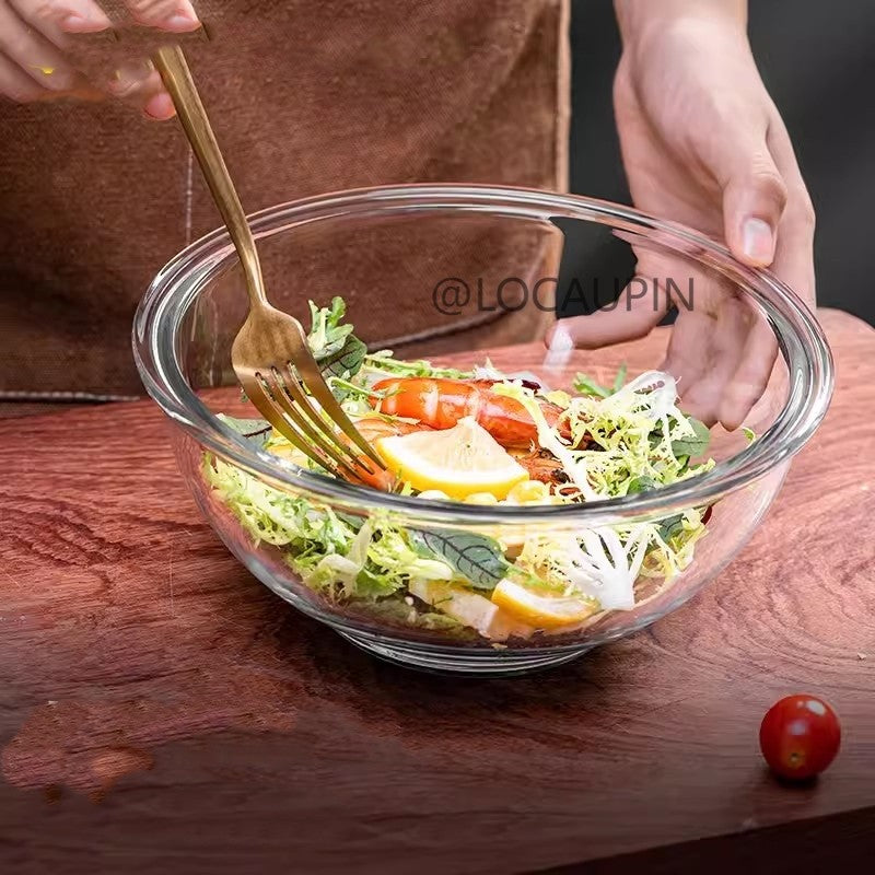 Locaupin Glass Bowls Microwavable Glass Bowl Clear Tempered Glass Salad Bowls for Kitchen Microwave and Oven Safe