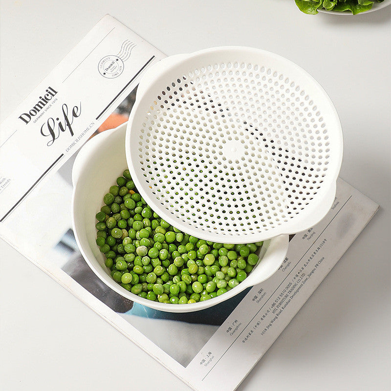 Locaupin Double Drainer Basket Pack Double Rotatable Colander Vegetable Strainer Fruit Drainer Strainer Kitchen Basket