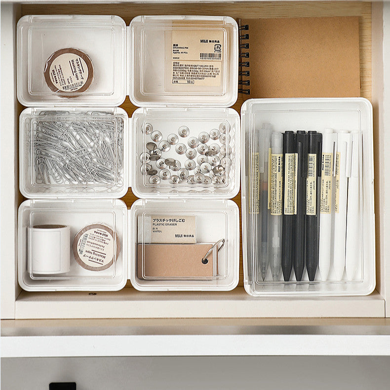 Locaupin Plastic Storage Containers Clear Rectangle Organizer Case with Lids Mini Clear Plastic Organizer Storage Box
