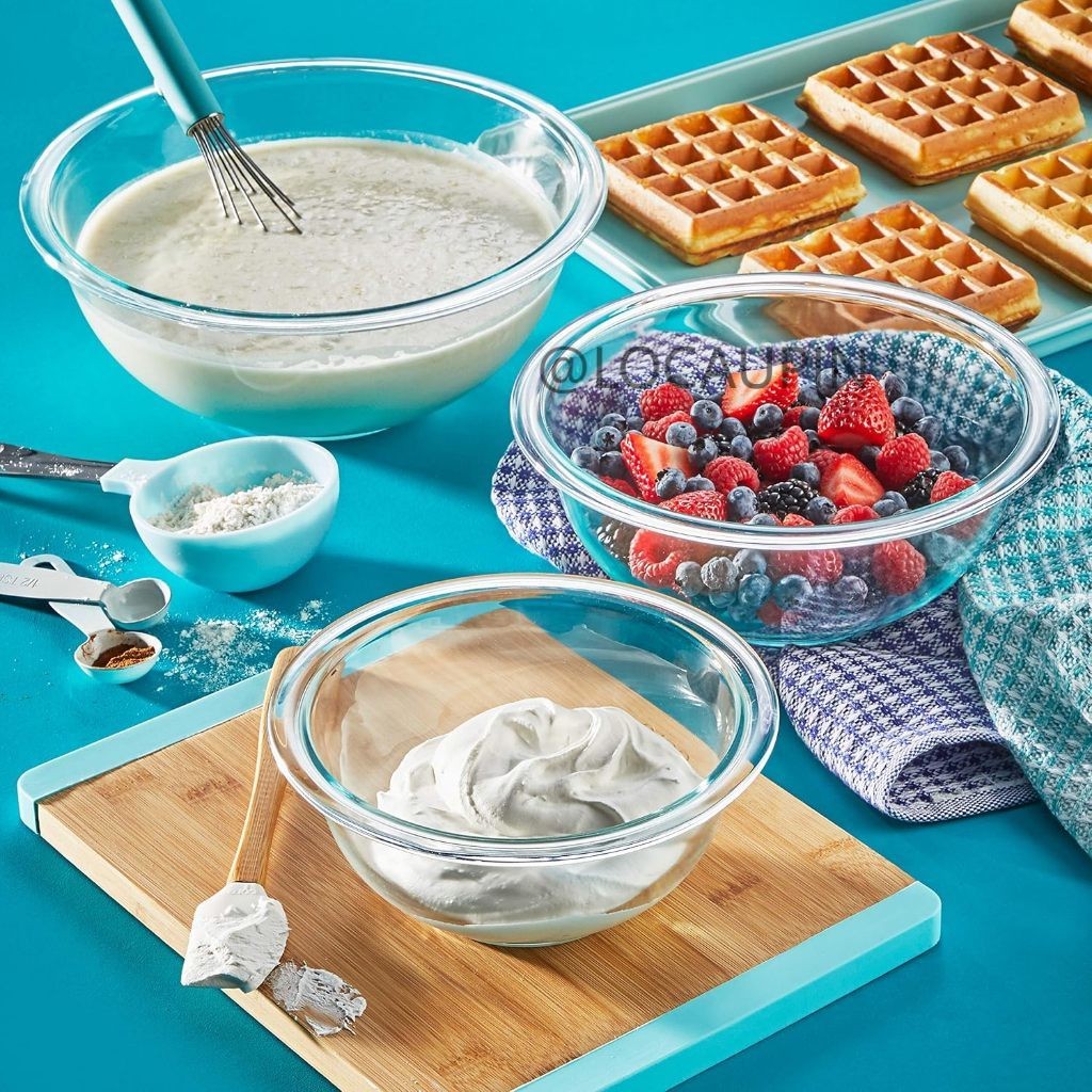 Locaupin Tempere Glass Mixing Bowl Salad Bowl Tableware Bakeware Glass Salad Bowls for Kitchen Microwave and Oven Safe