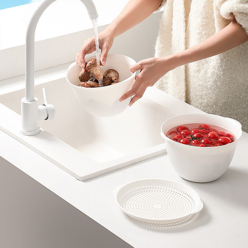 Locaupin Double Drainer Basket Pack Double Rotatable Colander Vegetable Strainer Fruit Drainer Strainer Kitchen Basket