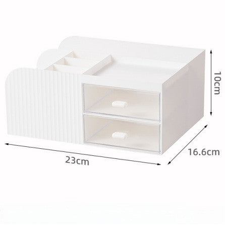 Locaupin white Desktop Organizer ,Makeup Organizer with Brush Holder Clear Drawer, for Small Tools Storage