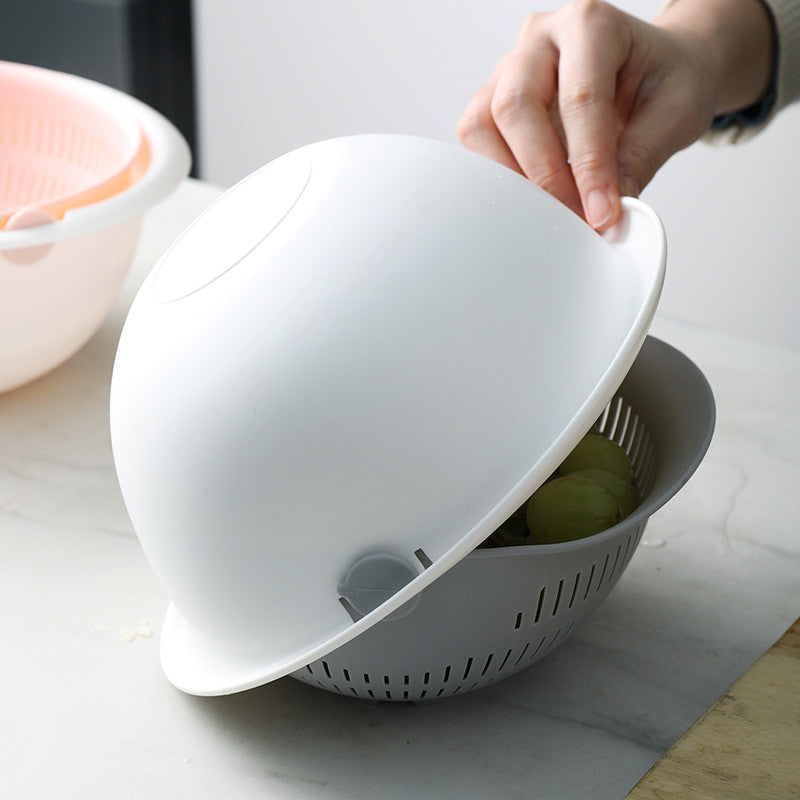 Locaupin Double Drainer Basket Pack Double Rotatable Colander Vegetable Strainer Fruit Drainer Strainer Kitchen Basket