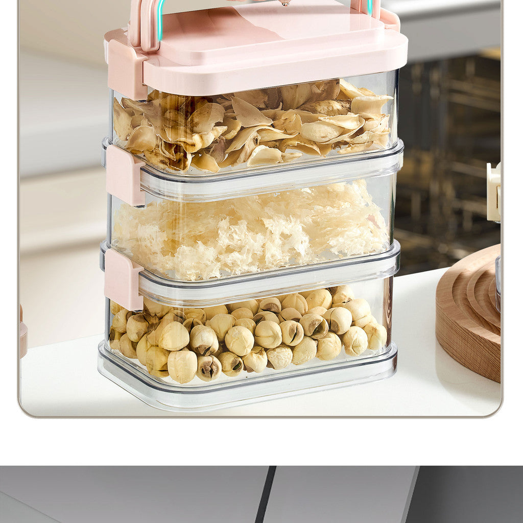 Locaupin 3Layer Food Storage Containers Stackable Refrigerator Organizer Bins with Lids Lunch Box