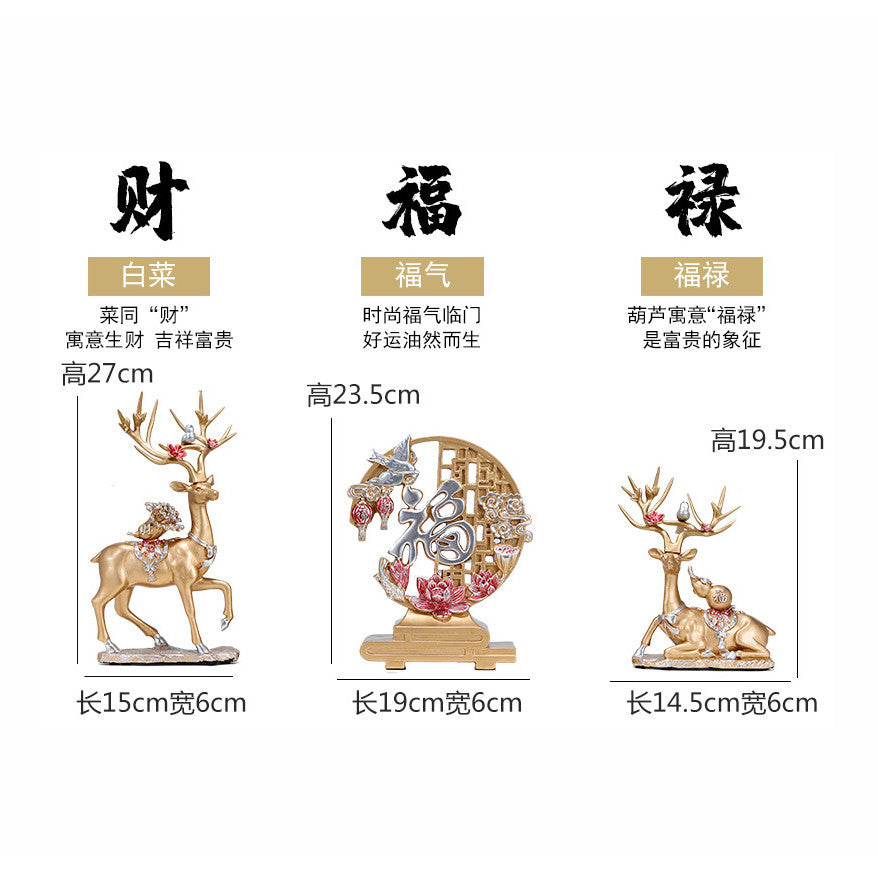 Locaupin Deer Statue Figurine New Year Home Decor Crafts Creative Office Livingroom Ornament Decorative Gift