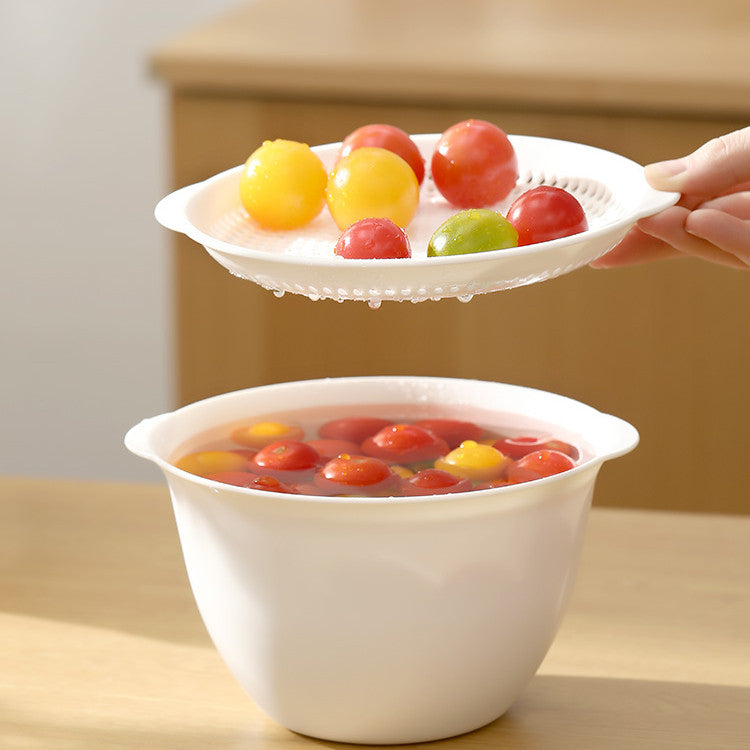 Locaupin Double Drainer Basket Pack Double Rotatable Colander Vegetable Strainer Fruit Drainer Strainer Kitchen Basket