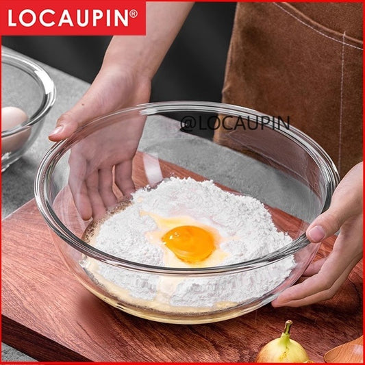 Locaupin Glass Bowls Microwavable Glass Bowl Clear Tempered Glass Salad Bowls for Kitchen Microwave and Oven Safe