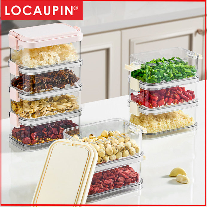 Locaupin 3Layer Food Storage Containers Stackable Refrigerator Organizer Bins with Lids Lunch Box