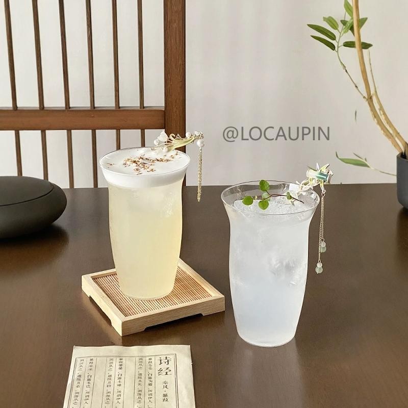 Locaupin Heat Resistant Healthy Glass Cups, Water Glass,Coffee Cups,Flower Tea Glass, Microwave Safe Glass Tea Cups