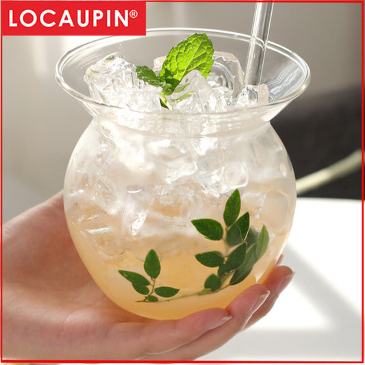 Locaupin Heat Resistant Healthy Glass Cups Water Glass Coffee Cups Flower Tea Glass  Microwave Safe Glass Tea Cups