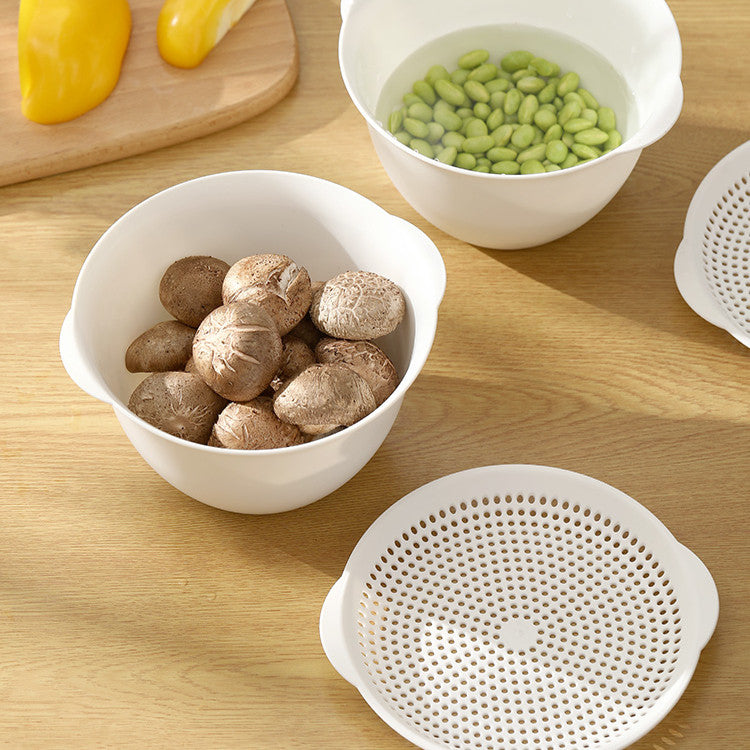 Locaupin Double Drainer Basket Pack Double Rotatable Colander Vegetable Strainer Fruit Drainer Strainer Kitchen Basket