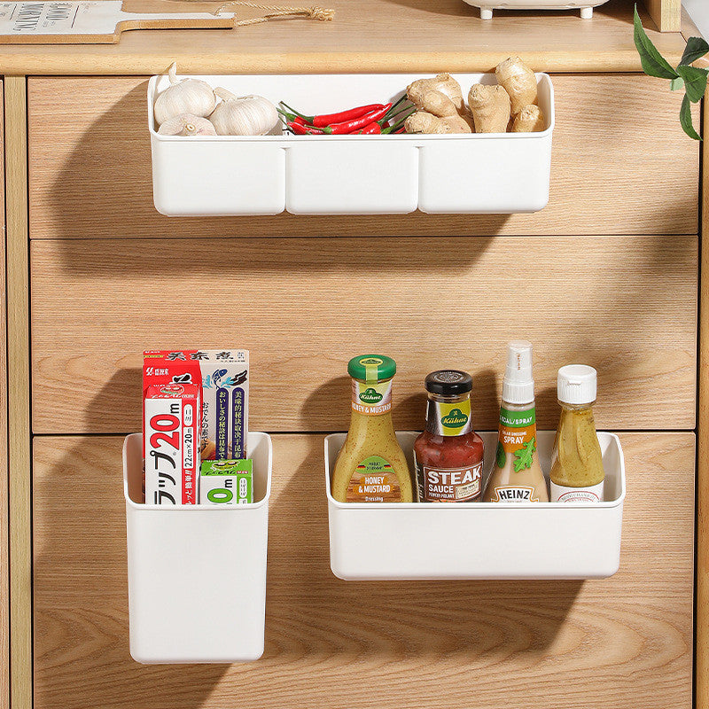 Locaupin Plastic Kitchen Cabinet Door Storage Basket, no Punching Hook Bracket Hanging Basket