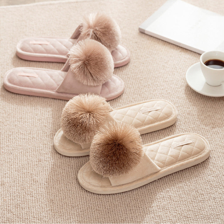 Locaupin Cute Tassel Slippers Summer Woman Non-Slip Indoor Flat Sandals Casual Ladies Shoes