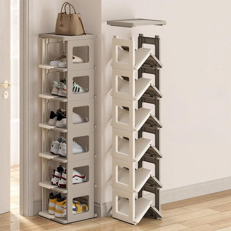 Locaupin Foldable Plastic Shoe Rack - Multi-Tier Space Saving Shoe Organizer for Entryway, Closet, Dorm Room
