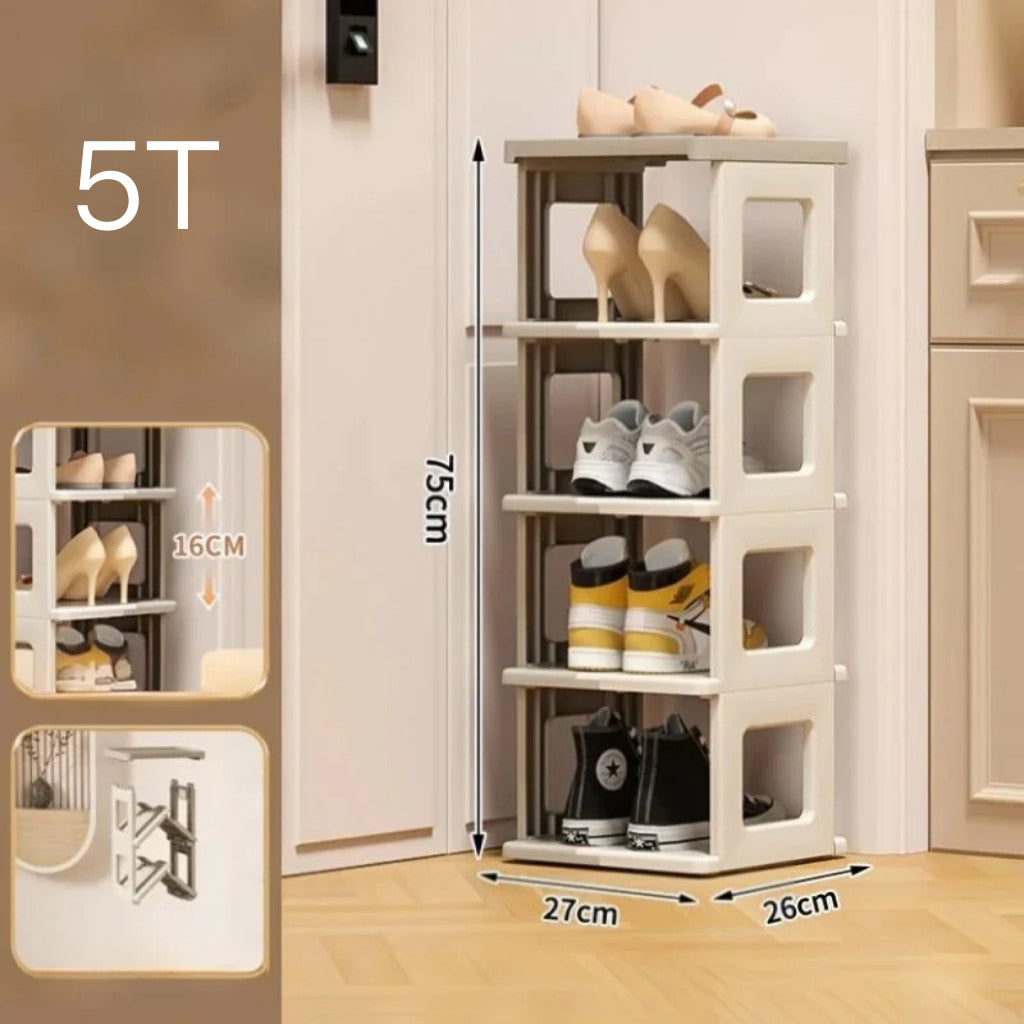 Locaupin Foldable Plastic Shoe Rack - Multi-Tier Space Saving Shoe Organizer for Entryway, Closet, Dorm Room