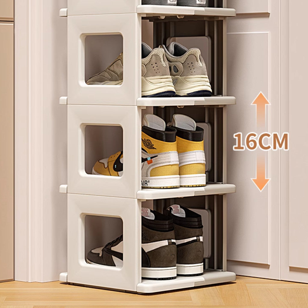 Locaupin Foldable Plastic Shoe Rack - Multi-Tier Space Saving Shoe Organizer for Entryway, Closet, Dorm Room