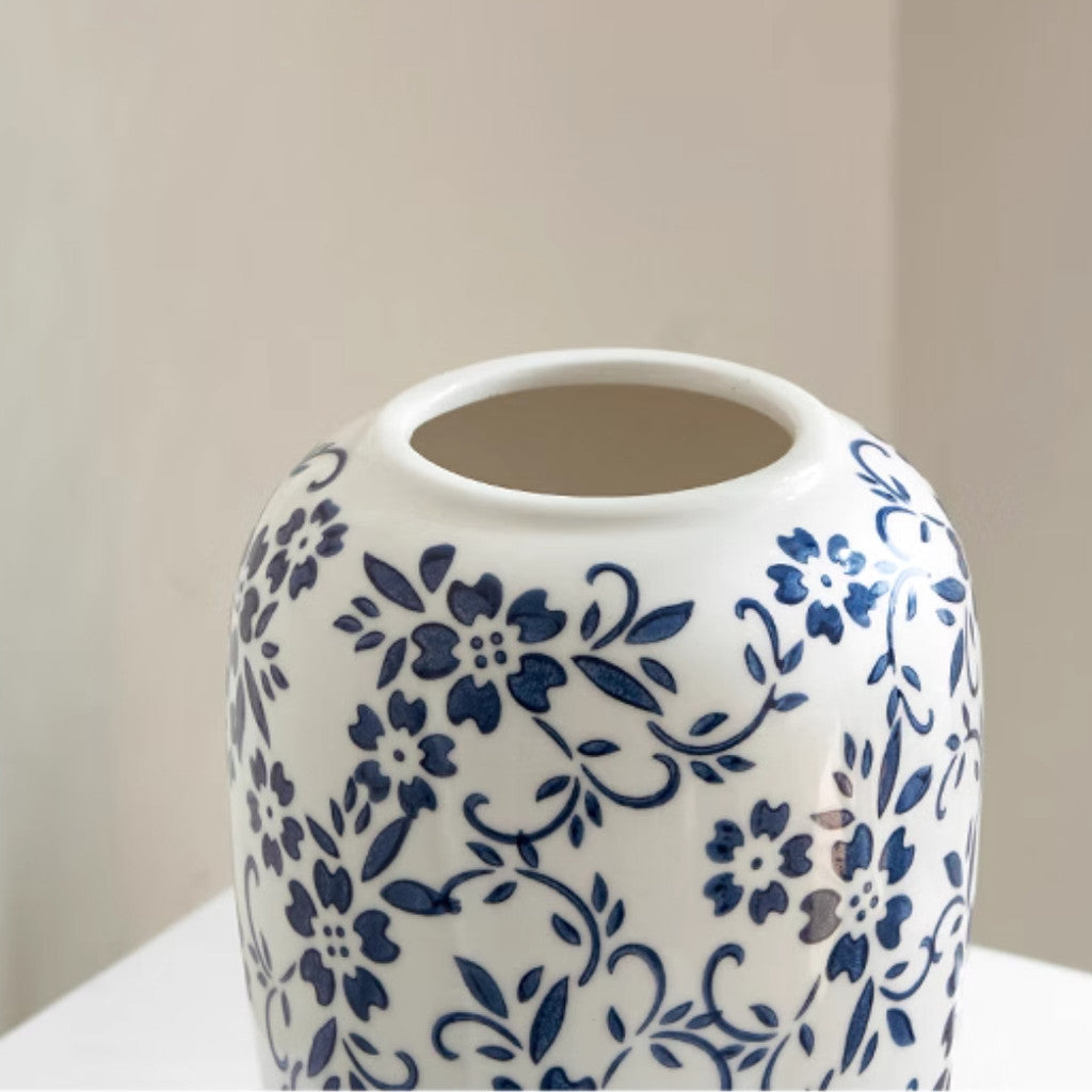 Locaupin Elegant Chinese Ceramic Vase | Minimalist Oriental Home Decor | Tabletop Flower Pot