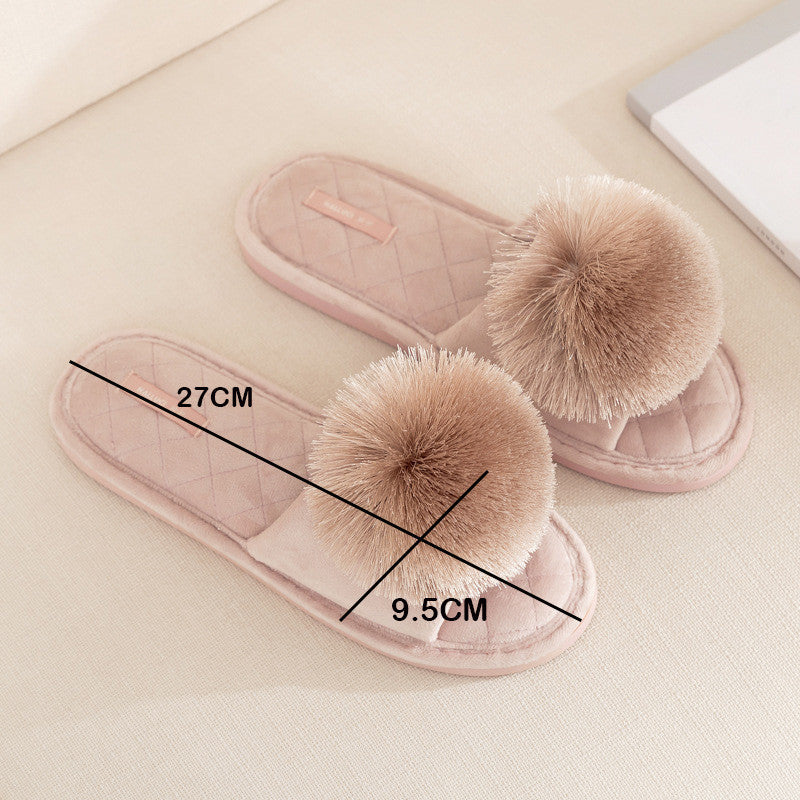 Locaupin Cute Tassel Slippers Summer Woman Non-Slip Indoor Flat Sandals Casual Ladies Shoes