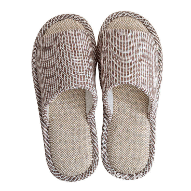 Locaupin Japanese Style Cotton Linen Home Slippers | Breathable | Flexible PVC Sole | Non-Slip | Indoor Use