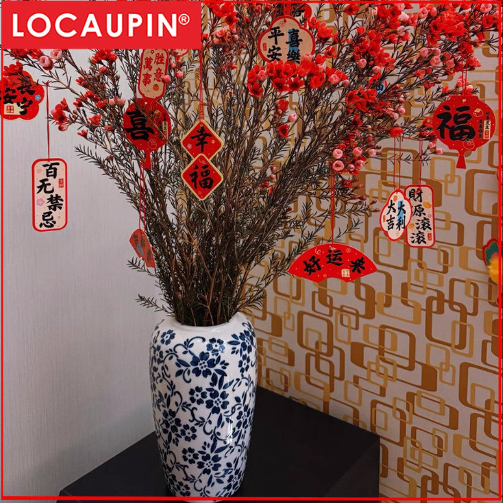 Locaupin Elegant Chinese Ceramic Vase | Minimalist Oriental Home Decor | Tabletop Flower Pot