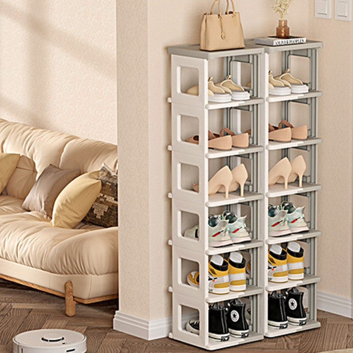 Locaupin Foldable Plastic Shoe Rack - Multi-Tier Space Saving Shoe Organizer for Entryway, Closet, Dorm Room