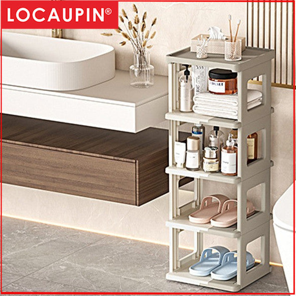 Locaupin Foldable Plastic Shoe Rack - Multi-Tier Space Saving Shoe Organizer for Entryway, Closet, Dorm Room