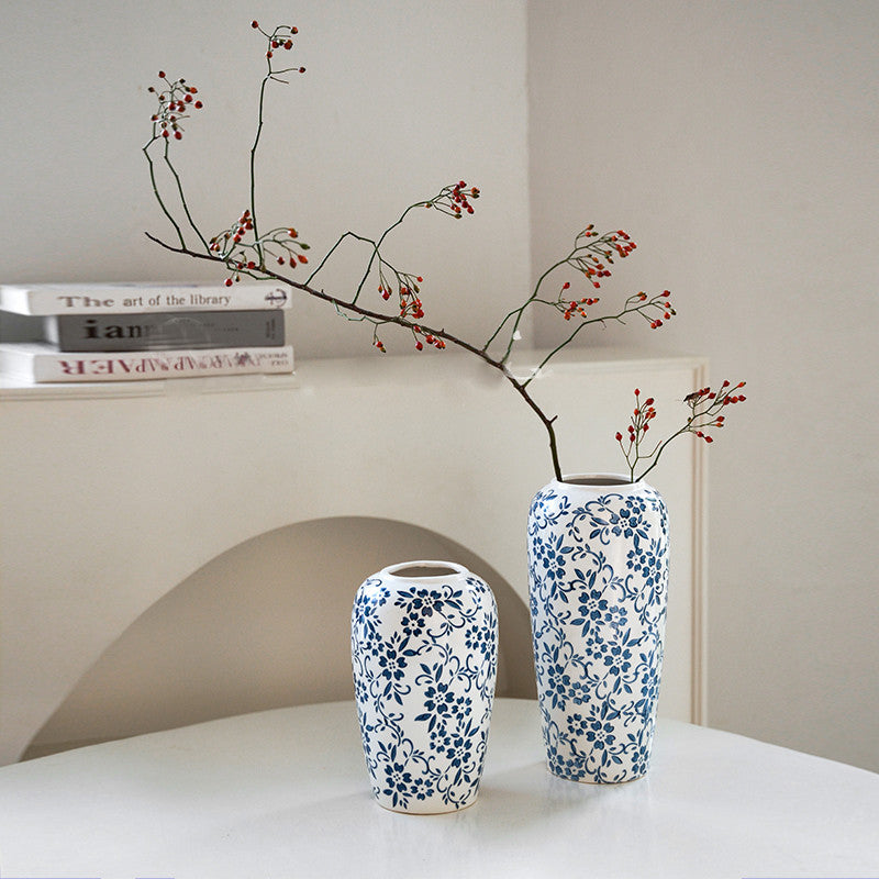 Locaupin Elegant Chinese Ceramic Vase | Minimalist Oriental Home Decor | Tabletop Flower Pot
