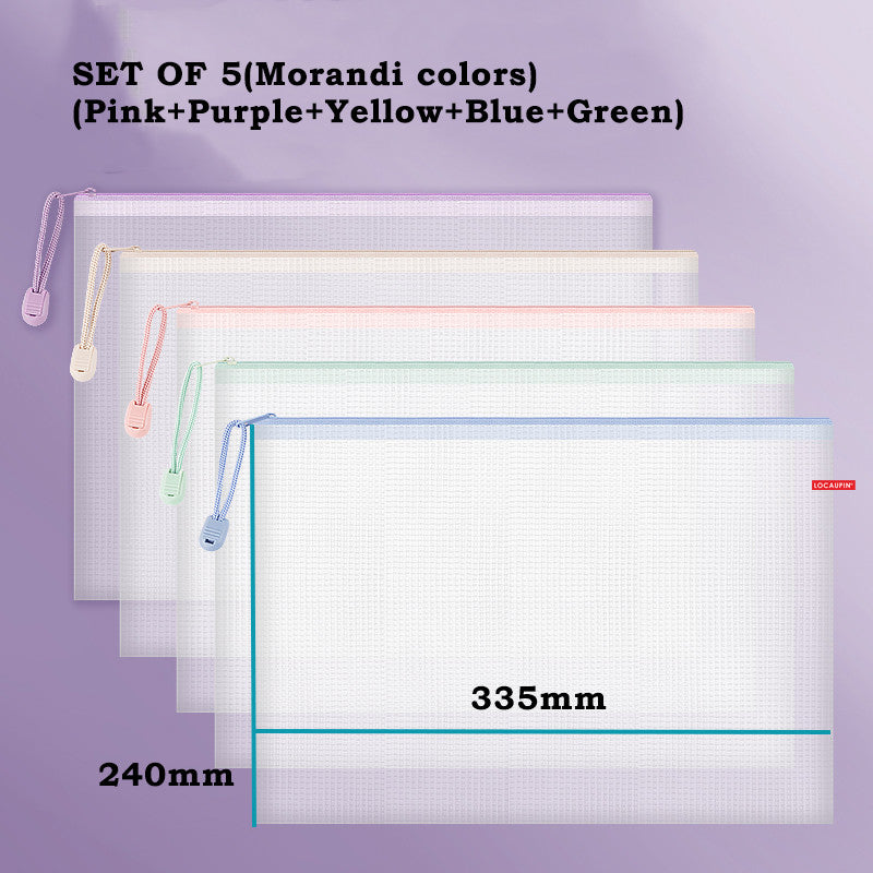 Locaupin 5pcs Document Folder l Waterproof A4 File Pouch for Office & School Use l File Bags l Morandi Color
