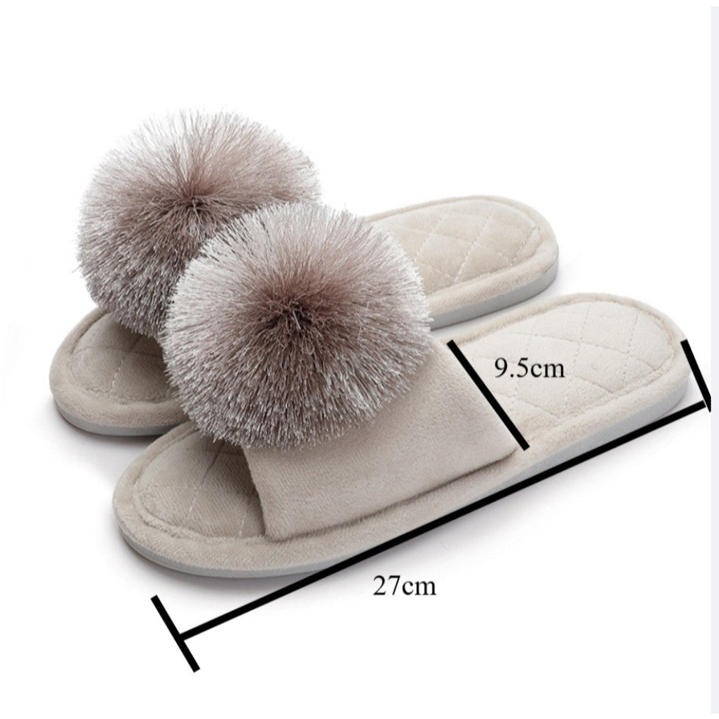 Locaupin Cute Tassel Slippers Summer Woman Non-Slip Indoor Flat Sandals Casual Ladies Shoes