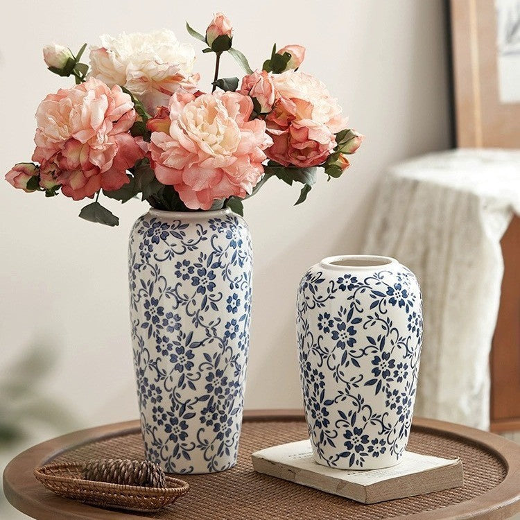 Locaupin Elegant Chinese Ceramic Vase | Minimalist Oriental Home Decor | Tabletop Flower Pot