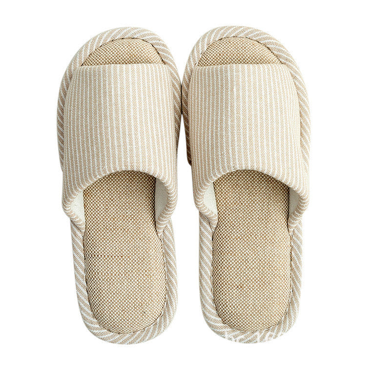 Locaupin Japanese Style Cotton Linen Home Slippers | Breathable | Flexible PVC Sole | Non-Slip | Indoor Use