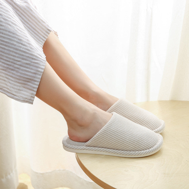 Locaupin Japanese Style Cotton Linen Home Slippers | Breathable | Flexible PVC Sole | Non-Slip | Indoor Use