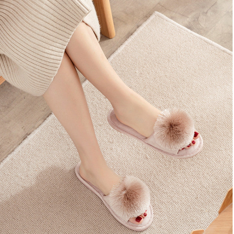 Locaupin Cute Tassel Slippers Summer Woman Non-Slip Indoor Flat Sandals Casual Ladies Shoes