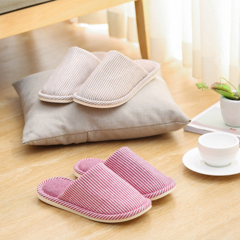 Locaupin Japanese Style Cotton Linen Home Slippers | Breathable | Flexible PVC Sole | Non-Slip | Indoor Use