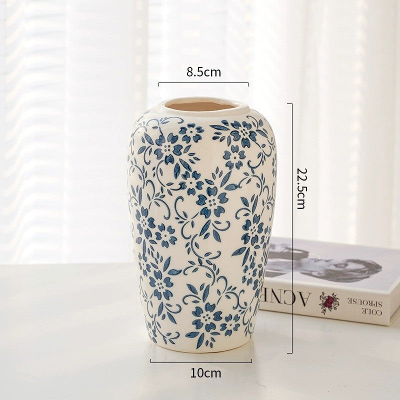Locaupin Elegant Chinese Ceramic Vase | Minimalist Oriental Home Decor | Tabletop Flower Pot