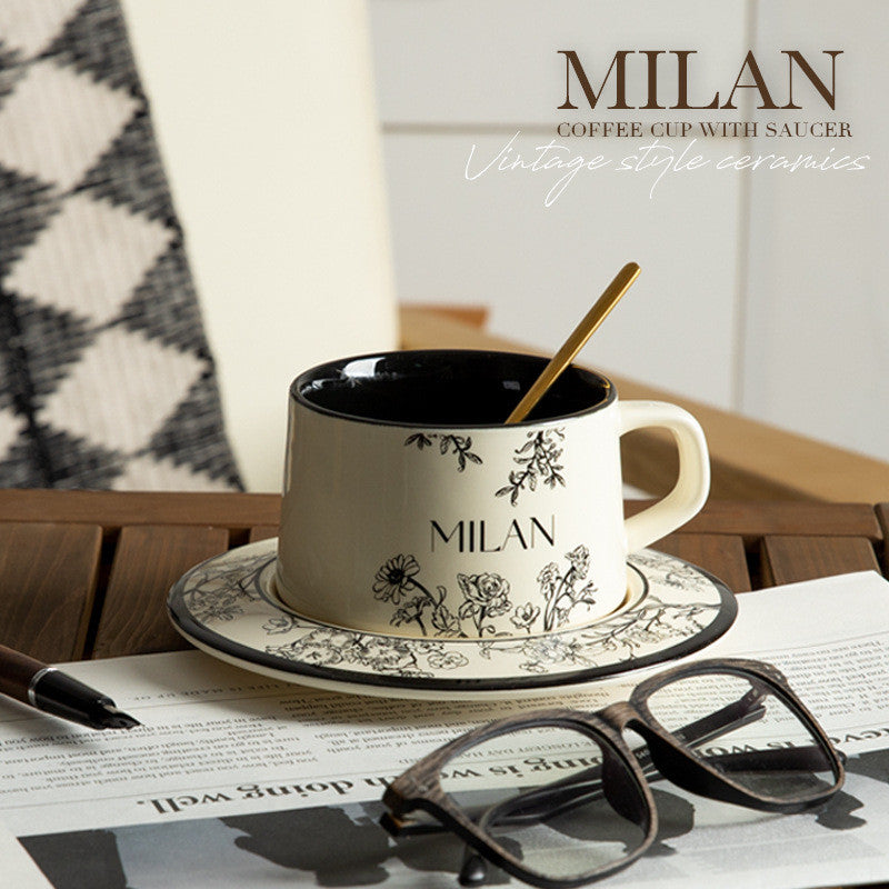 Locaupin 220mL Ceramic Coffee Cups with Dish Cappuccino Cups Latte mugs White Tea Cups Set British Coffee Cups