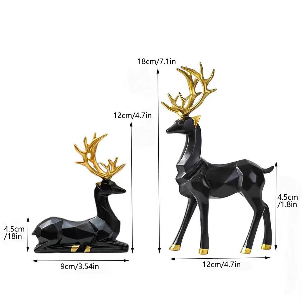 Locaupin Deer Statue Figurine New Year Home Decor Crafts Creative Office Livingroom Ornament Decorative Gift