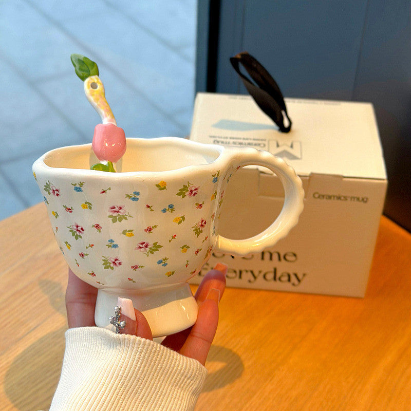 Locaupin Ceramic Coffee Cups with Dish Cappuccino Cups Latte mugs White Tea Cups Set British Coffee Cups