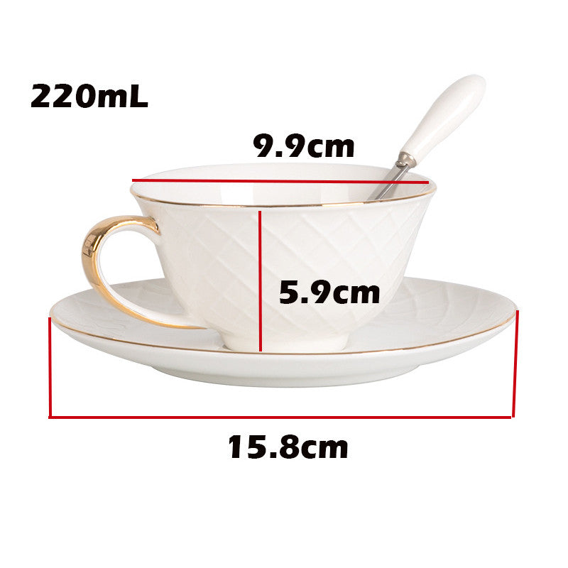 Locaupin 220mL Ceramic Coffee Cups with Dish Cappuccino Cups Latte mugs White Tea Cups Set British Coffee Cups