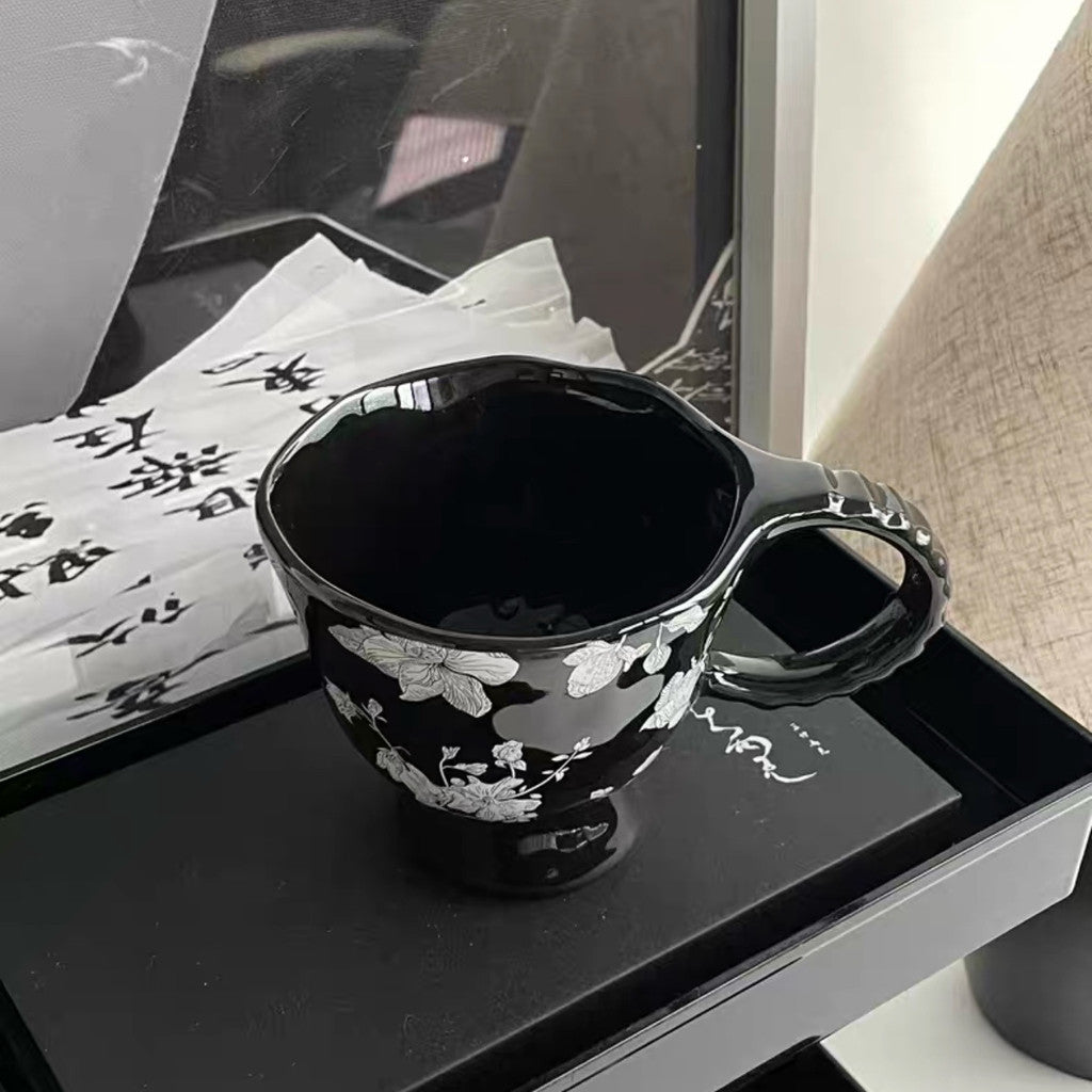 Locaupin Ceramic Coffee Cups with Dish Cappuccino Cups Latte mugs White Tea Cups Set British Coffee Cups